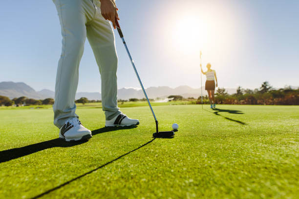 playing golf